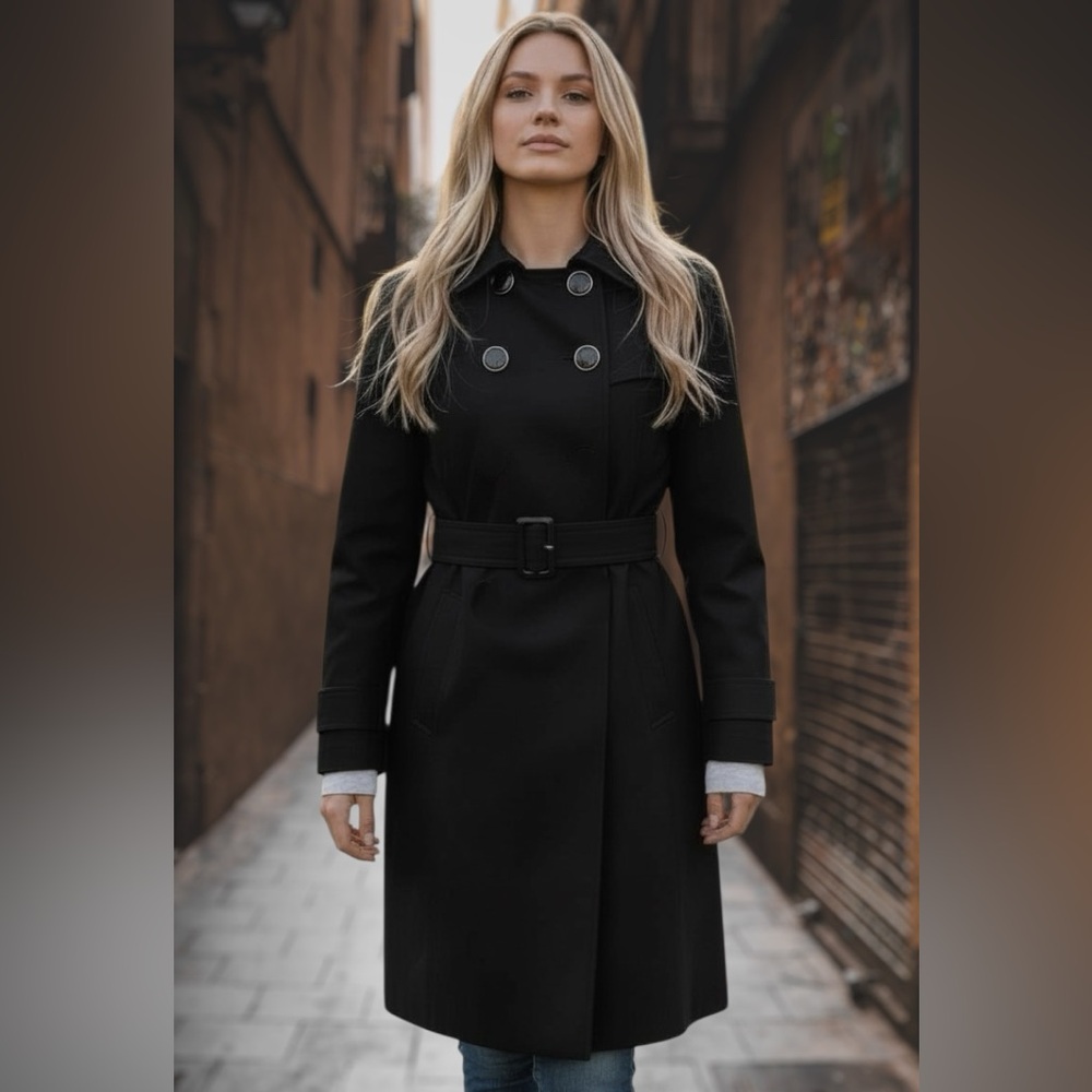 CNC Costume National Black Double-Breasted Wool Silk Coat Fits XS, Free Shipping